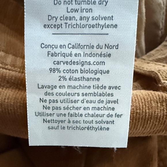 Carve Designs Carmel Brown Corduroy Pants Sz 2 - Picture 16 of 16